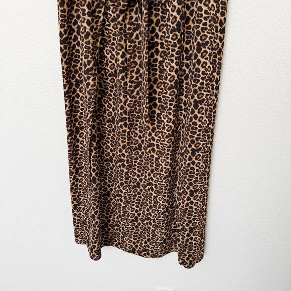 [Lucky & Blessed] Brown Leopard Print Double Side Slit Faux Wrap Maxi Skirt 2X - Picture 6 of 12